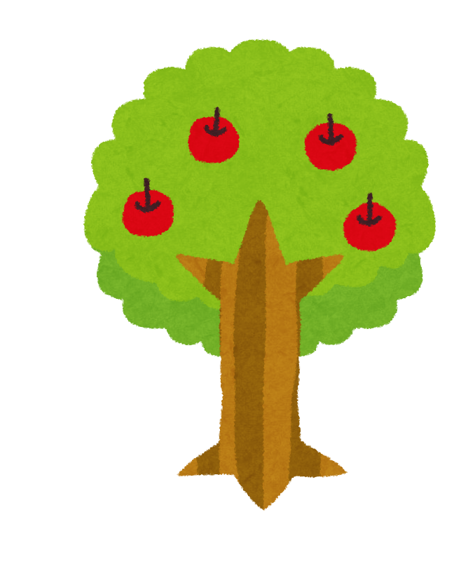 印刷 りんごの木 イラスト 簡単